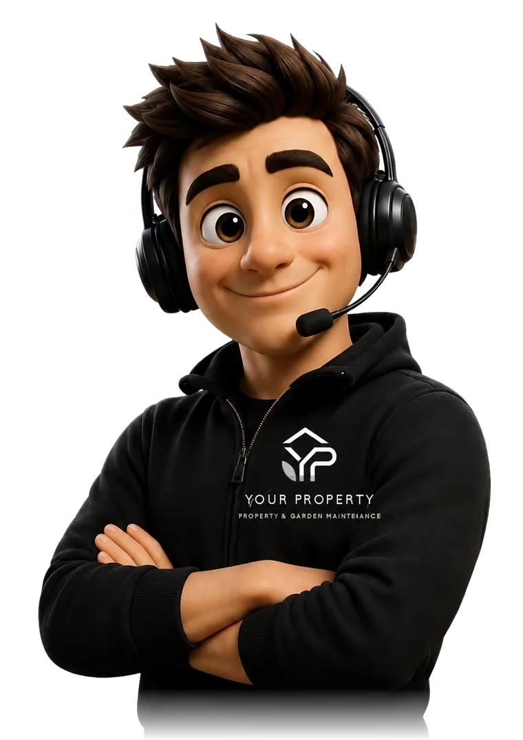 Splinter — our animated operations lead, headset on, kitted van behind